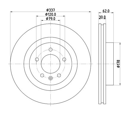 Land Rover brake disc front - vented 337x30/62