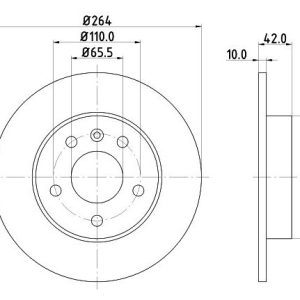 Opel brake disc rear - solid 264x10/42 5 HOLE