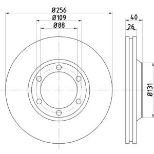 GWM/Haval brake disc front - vented (256x26/40 THREADED 4x2 standard body)