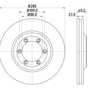 GWM/Haval brake disc front - vented (280x27/40 SAME AS BR14700 4x4 - 15/16" wheels)