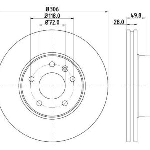 Opel brake disc front - vented 305x28/49.7