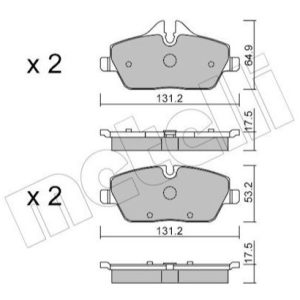 Mini brake pad set - front, 131x65x17.6