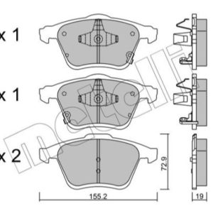 Mazda brake pad set - front 155x73x19 6 mps