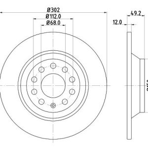 Audi brake disc rear - solid 302x12/49