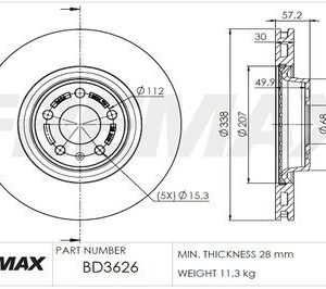 Audi brake disc front - vented 338x30/57