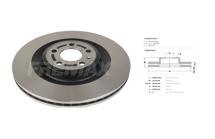 Audi brake disc rear - vented 355.8x22/36