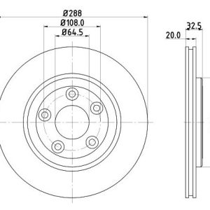 Jaguar brake disc rear - vented 288x20/32.5
