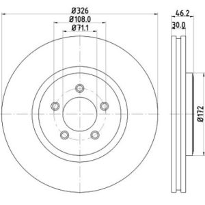 Jaguar brake disc front - vented 326x30/46.2