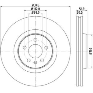 Audi brake disc front - vented 345x30/52