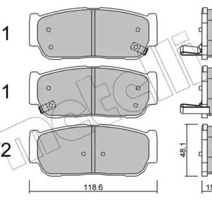 Kia brake pad set - rear 118.6X48X15