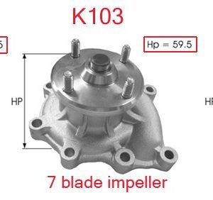 Kia water pump 59.50mm 6 FINS